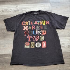 Chinatown 2020 Market Black Mens XL Crewneck Brand Spellout Round Two Tshirt